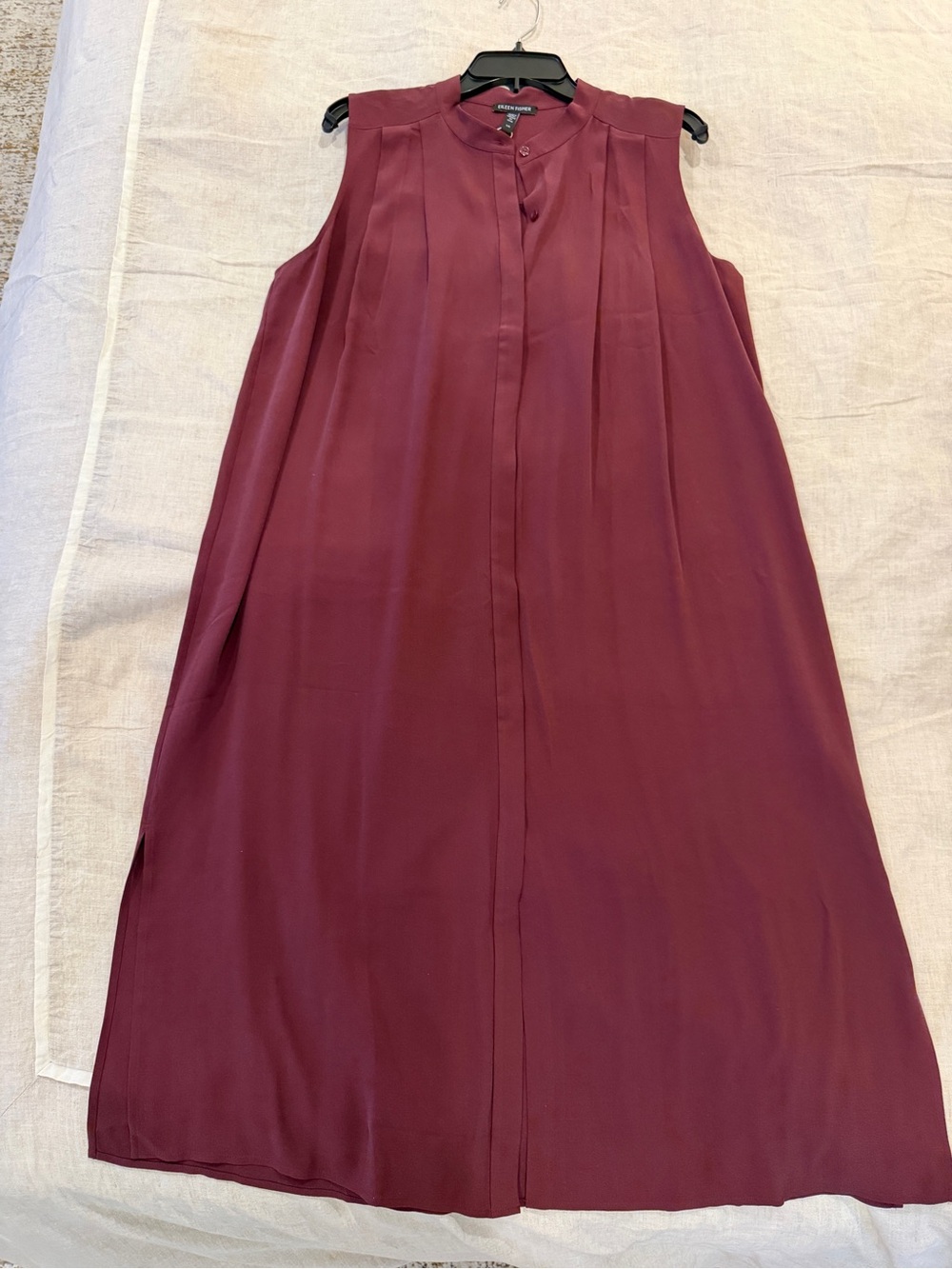 Eileen Fisher Sleeveless Wine Midi Shift Dress